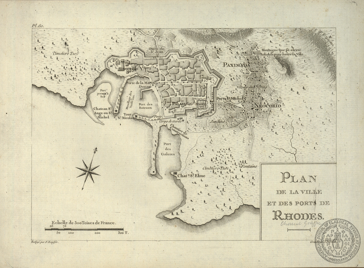 Plan de la Ville et des Ports de Rhodes.